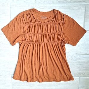 Everlane Burnt Orange - Rust Short Sleeve Smocked Flowy Top - Size Medium